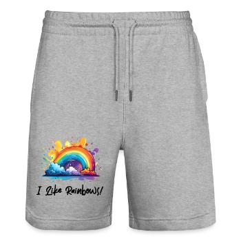 J’adore les arcs-en-ciel - Short de jogging bio TRAINER Stanley/Stella unisexe - gris chiné - Devant - Nik (191cm) & Marisol (170cm)