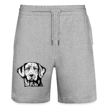 Labrador Retriever Portrait sw - Stanley/Stella Unisex Bio Joggingshorts Trainer  - Grau meliert - Vorne - Nik (191cm) & Marisol (170cm)