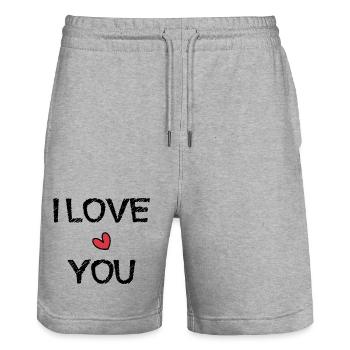 CHRISTMAS. YEAR. ANNIVERSARY. RETIREMENT. DAD. MAMAM. - Stanley/Stella Trainer Unisex Organic Jogging Shorts - heather grey - Front - Nik (191cm) & Marisol (170cm)