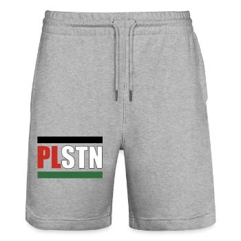FREE PLSTN - Stanley/Stella Unisex Bio Joggingshorts Trainer  - Grau meliert - Vorne - Nik (191cm) & Marisol (170cm)