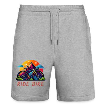 Graphismes pour vélos de cyclisme, de route et de gravier - Short de jogging bio TRAINER Stanley/Stella unisexe - gris chiné - Devant - Nik (191cm) & Marisol (170cm)