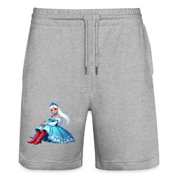 Ded Moroz Snegurotschka russischer Weihnachtsmann - Stanley/Stella Unisex Bio Joggingshorts Trainer  - Grau meliert - Vorne - Nik (191cm) & Marisol (170cm)