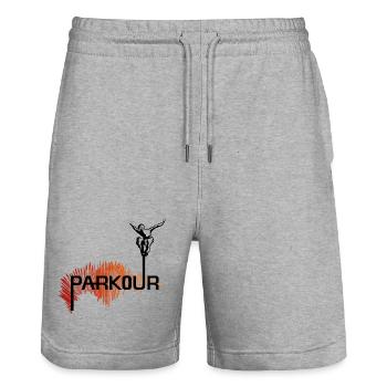 Parkour Ninja - color - Stanley/Stella Unisex Bio Joggingshorts Trainer  - Grau meliert - Vorne - Nik (191cm) & Marisol (170cm)