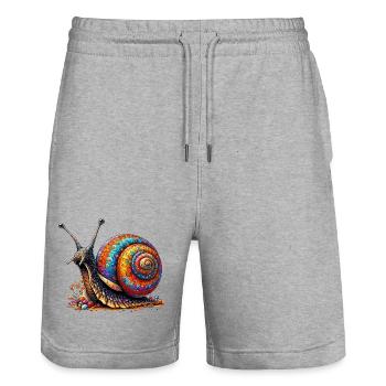 Escargot - Short de jogging bio TRAINER Stanley/Stella unisexe - gris chiné - Devant - Nik (191cm) & Marisol (170cm)