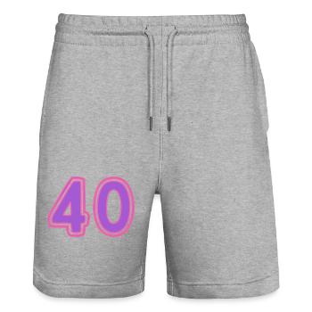 40. 40 YEARS. 40th ANNIVERSARY. 40TH ANNIVERSARY. - Stanley/Stella Trainer Unisex Organic Jogging Shorts - heather grey - Front - Nik (191cm) & Marisol (170cm)