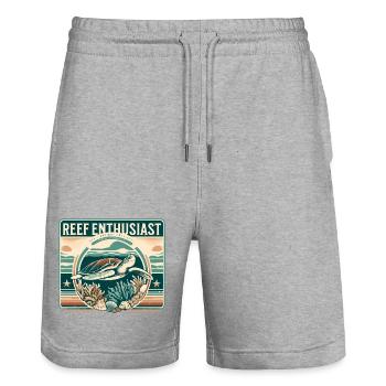 Design de passionné de récif, tortue d’eau vintage - Short de jogging bio TRAINER Stanley/Stella unisexe - gris chiné - Devant - Nik (191cm) & Marisol (170cm)