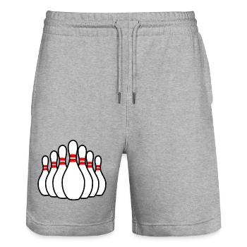 Quilles de bowling - Short de jogging bio TRAINER Stanley/Stella unisexe - gris chiné - Devant - Nik (191cm) & Marisol (170cm)