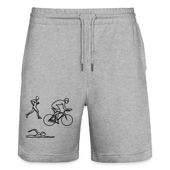 Triathlon Sketch - Stanley/Stella Trainer Unisex Organic Jogging Shorts - heather grey - Front - Nik (191cm) & Marisol (170cm)