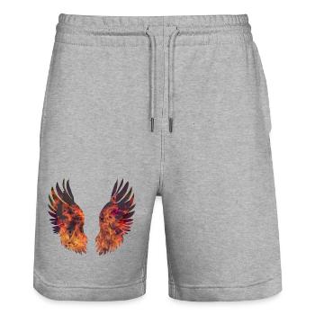Hell brennende Flügel - Stanley/Stella Unisex Bio Joggingshorts Trainer  - Grau meliert - Vorne - Nik (191cm) & Marisol (170cm)