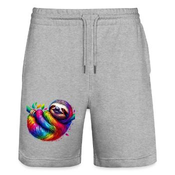 Sloth - Stanley/Stella Trainer Unisex Organic Jogging Shorts - heather grey - Front - Nik (191cm) & Marisol (170cm)