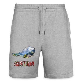 Aquarell Landkarte Österreich - Stanley/Stella Unisex Bio Joggingshorts Trainer  - Grau meliert - Vorne - Nik (191cm) & Marisol (170cm)