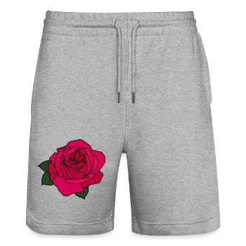 Pink Rose - Stanley/Stella Trainer Unisex Organic Jogging Shorts - heather grey - Front - Nik (191cm) & Marisol (170cm)