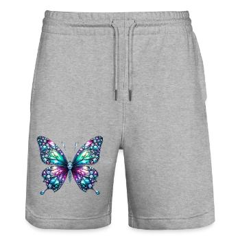 Butterfly, Diamond, Diamonds, Crystals, Crystal - Stanley/Stella Trainer Unisex Organic Jogging Shorts - heather grey - Front - Nik (191cm) & Marisol (170cm)
