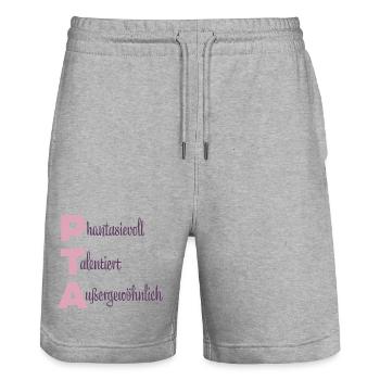PTA | Phantasievoll Talentiert Außergewöhnlich - Stanley/Stella Unisex Bio Joggingshorts Trainer  - Grau meliert - Vorne - Nik (191cm) & Marisol (170cm)