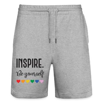 LGBT Pride Month - Inspirieren. Sei du selbst - Stanley/Stella Unisex Bio Joggingshorts Trainer  - Grau meliert - Vorne - Nik (191cm) & Marisol (170cm)