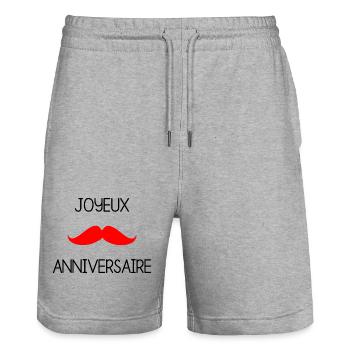 ALLES GUTE ZUM GEBURTSTAG. ALLES GUTE ZUM GEBURTSTAG. JAHRESTAG. - Stanley/Stella Unisex Bio Joggingshorts Trainer  - Grau meliert - Vorne - Nik (191cm) & Marisol (170cm)