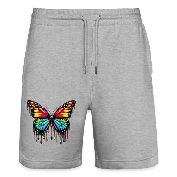 Schmetterling - Stanley/Stella Unisex Bio Joggingshorts Trainer  - Grau meliert - Vorne - Nik (191cm) & Marisol (170cm)