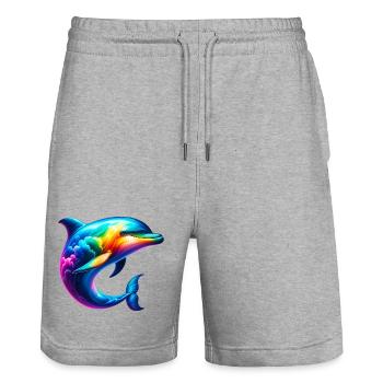 Dolphin - Stanley/Stella Trainer Unisex Organic Jogging Shorts - heather grey - Front - Nik (191cm) & Marisol (170cm)
