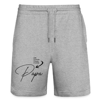 My favorite people call me PAPA Black Style - Stanley/Stella Trainer Unisex Organic Jogging Shorts - heather grey - Front - Nik (191cm) & Marisol (170cm)