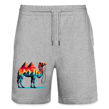 Chameau - Short de jogging bio TRAINER Stanley/Stella unisexe - gris chiné - Devant - Nik (191cm) & Marisol (170cm)