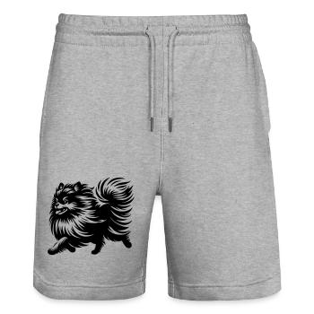 Dwarf spitz - Stanley/Stella Trainer Unisex Organic Jogging Shorts - heather grey - Front - Nik (191cm) & Marisol (170cm)