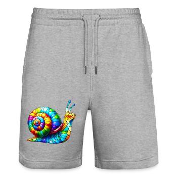 Schnecke - Stanley/Stella Unisex Bio Joggingshorts Trainer  - Grau meliert - Vorne - Nik (191cm) & Marisol (170cm)