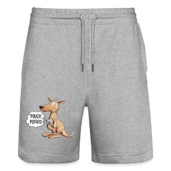 Drolliges Känguru Mit Koala Bär Im Beutel - Stanley/Stella Unisex Bio Joggingshorts Trainer  - Grau meliert - Vorne - Nik (191cm) & Marisol (170cm)