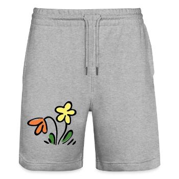 Flowers - Stanley/Stella Trainer Unisex Organic Jogging Shorts - heather grey - Front - Nik (191cm) & Marisol (170cm)