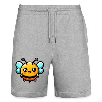 Bee - Stanley/Stella Trainer Unisex Organic Jogging Shorts - heather grey - Front - Nik (191cm) & Marisol (170cm)