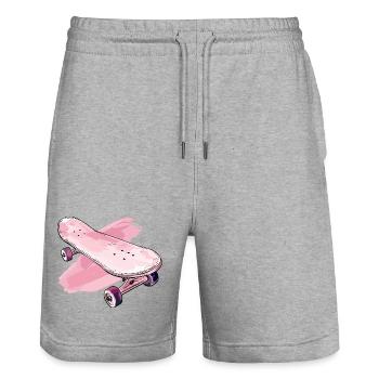 Skateboard Graphics - Stanley/Stella Trainer Unisex Organic Jogging Shorts - heather grey - Front - Nik (191cm) & Marisol (170cm)