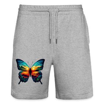 Schmetterling - Stanley/Stella Unisex Bio Joggingshorts Trainer  - Grau meliert - Vorne - Nik (191cm) & Marisol (170cm)