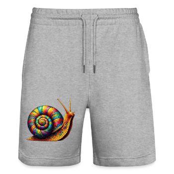 Escargot - Short de jogging bio TRAINER Stanley/Stella unisexe - gris chiné - Devant - Nik (191cm) & Marisol (170cm)