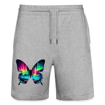 Schmetterling - Stanley/Stella Unisex Bio Joggingshorts Trainer  - Grau meliert - Vorne - Nik (191cm) & Marisol (170cm)