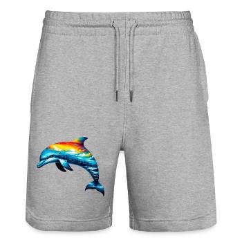 Delfin - Stanley/Stella Unisex Bio Joggingshorts Trainer  - Grau meliert - Vorne - Nik (191cm) & Marisol (170cm)