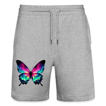 Schmetterling - Stanley/Stella Unisex Bio Joggingshorts Trainer  - Grau meliert - Vorne - Nik (191cm) & Marisol (170cm)