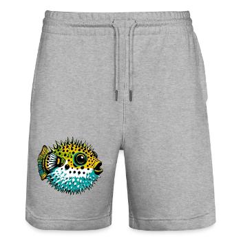 Kugelfisch - Stanley/Stella Unisex Bio Joggingshorts Trainer  - Grau meliert - Vorne - Nik (191cm) & Marisol (170cm)