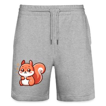 Cute little squirrel - Stanley/Stella Trainer Unisex Organic Jogging Shorts - heather grey - Front - Nik (191cm) & Marisol (170cm)