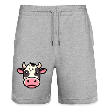Kuh - Stanley/Stella Unisex Bio Joggingshorts Trainer  - Grau meliert - Vorne - Nik (191cm) & Marisol (170cm)