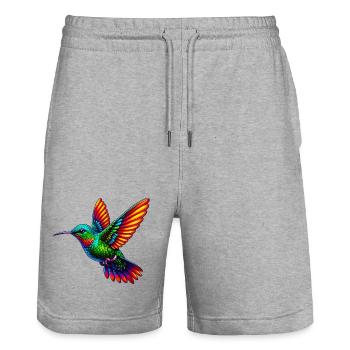 Kolibri - Stanley/Stella Unisex Bio Joggingshorts Trainer  - Grau meliert - Vorne - Nik (191cm) & Marisol (170cm)