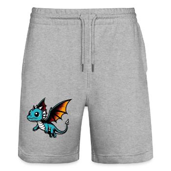 Dragon - Stanley/Stella Trainer Unisex Organic Jogging Shorts - heather grey - Front - Nik (191cm) & Marisol (170cm)