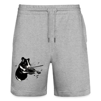 Hamster spielt auf einer Geige - Musik Hamster - Stanley/Stella Unisex Bio Joggingshorts Trainer  - Grau meliert - Vorne - Nik (191cm) & Marisol (170cm)
