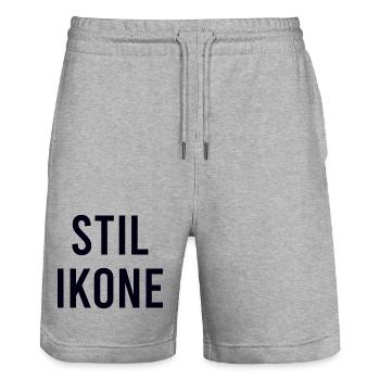 STYLE ICON - Stanley/Stella Trainer Unisex Organic Jogging Shorts - heather grey - Front - Nik (191cm) & Marisol (170cm)