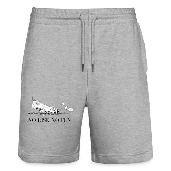 humorvolles no Risiko no Spaß Motiv - Stanley/Stella Unisex Bio Joggingshorts Trainer  - Grau meliert - Vorne - Nik (191cm) & Marisol (170cm)