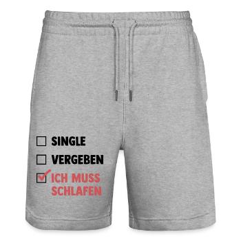 Single Vergeben Schlafen - Stanley/Stella Unisex Bio Joggingshorts Trainer  - Grau meliert - Vorne - Nik (191cm) & Marisol (170cm)