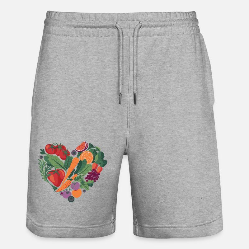 Gesunder Lebensstil Herz Gemüse - Stanley/Stella Unisex Bio Joggingshorts Trainer  - Grau meliert