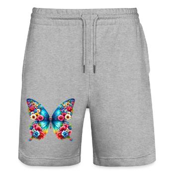 Schmetterling - Stanley/Stella Unisex Bio Joggingshorts Trainer  - Grau meliert - Vorne - Nik (191cm) & Marisol (170cm)