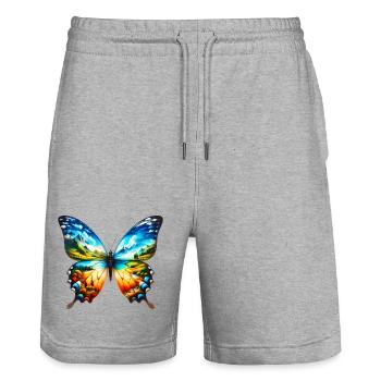 Schmetterling - Stanley/Stella Unisex Bio Joggingshorts Trainer  - Grau meliert - Vorne - Nik (191cm) & Marisol (170cm)