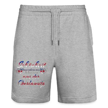 Beauty from Upper Lusatia Flag blue red white - Stanley/Stella Trainer Unisex Organic Jogging Shorts - heather grey - Front - Nik (191cm) & Marisol (170cm)