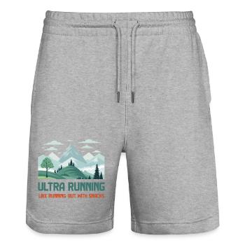 L’ultra running, comme la course à pied mais avec des collations - Short de jogging bio TRAINER Stanley/Stella unisexe - gris chiné - Devant - Nik (191cm) & Marisol (170cm)