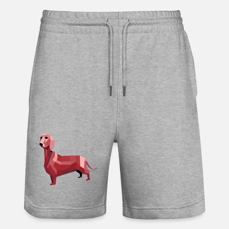 Teckel low poly rouge - Short de jogging bio TRAINER Stanley/Stella unisexe - gris chiné